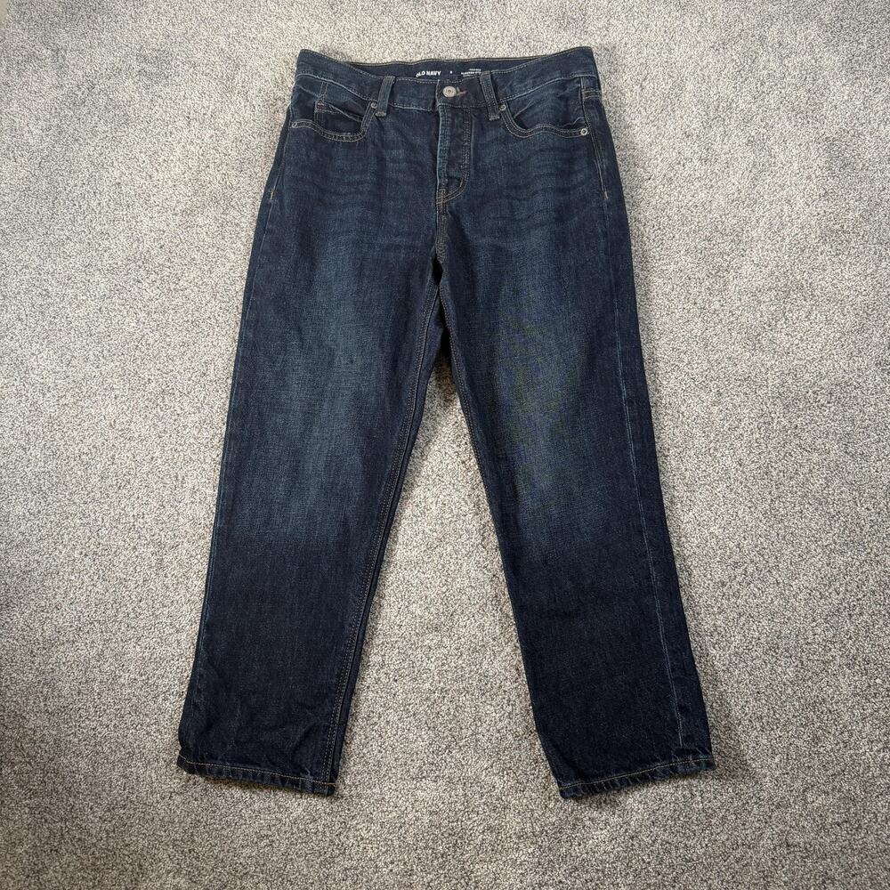 Old Navy Slouchy Straight Jeans Womens 2 30x24 Blue Dark Wash Secret Slim Crop